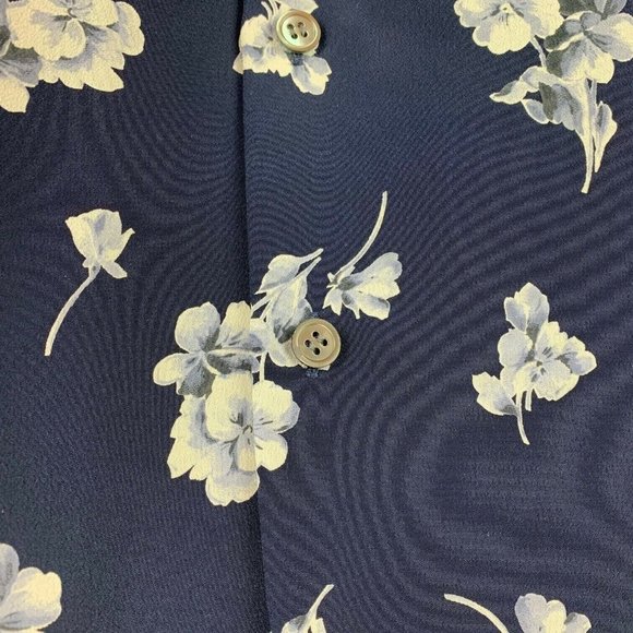 Liz Claiborne Womens Size 8 Long Sleeve Blouse Black Floral Button Front - Picture 3 of 4